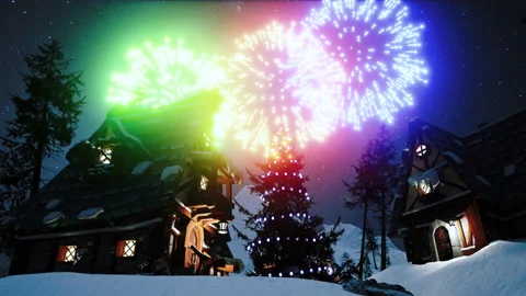 Beautiful 3d rendering, animation of a Christmas tree with glowing garlands 스톡 동영상 223531883
