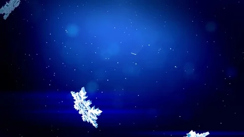 Beautiful 3d snowflakes float in air on a blue background. Use as animated Stock Footage 81638204