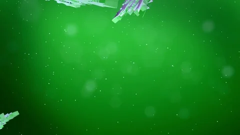 Beautiful 3d snowflakes float in air at night on a green background. Use as Stock Footage 81638393