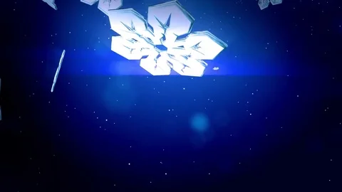 Beautiful 3d snowflakes float in air on a blue background. Use as animated Stock Footage 82867711
