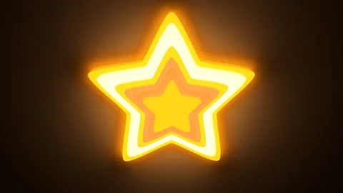 Beautiful 3D Star Shaped Light Glowing Bright Yellow Gold Neon Colors Stock Footage 278646566