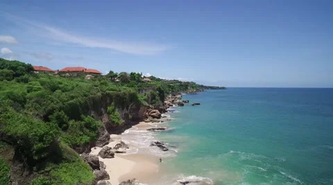 Beautiful 4K Aerial Drone Tracking Shot of Ayana Resort Beach Bali Indonesia Stock Footage
