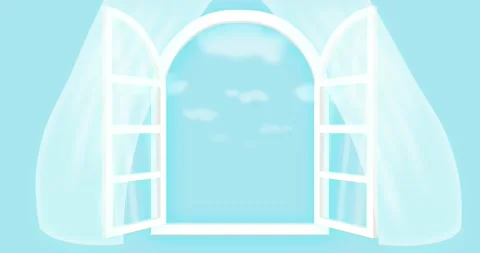 Beautiful 4k animation. A window opens. Stock Footage 154448590
