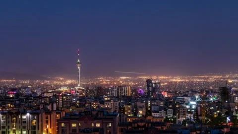 Beautiful 4K Day to Night Tehran skyline timelapse Stock-Footage 156644048