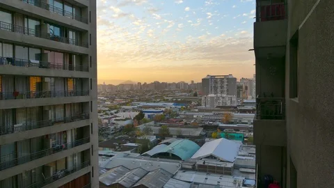 Beautiful 60 fps, time lapse view of dusk in the Nunoa district Stock Footage 98115269