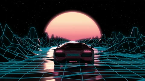 Driving In Retro Futuristic Neon City Screensaver 4K on Make a GIF