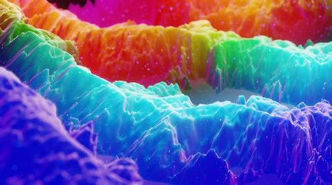 Beautiful abstract 3D surface with extrude or displace waves. Rainbow gradient 스톡 일러스트
