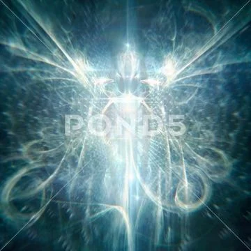 Beautiful Abstract Angel Being Emanating Blue and White Light Stock Photos