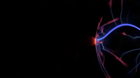 Beautiful abstract background 4k Plasma ball energy lightning touching finger Stock Footage 47029197