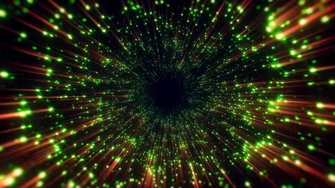 Beautiful abstract background with green particles and orange lights Video stock 288897744