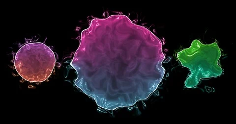 Beautiful abstract background with three neon glowing plasma clots Stock Footage 120804439