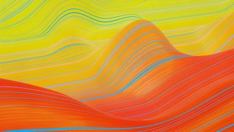 Beautiful abstract background of waves on surface, red yellow color gradients Video stock 121887960