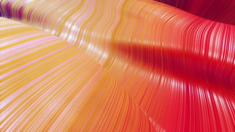 Beautiful abstract background of waves on surface, red yellow color gradients Video stock 121888226
