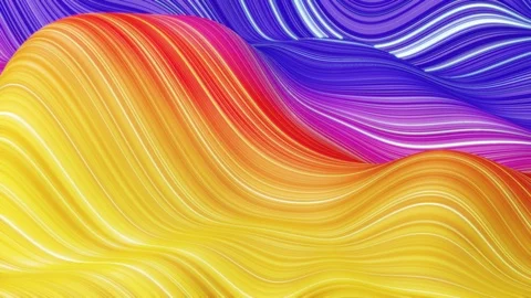 Beautiful abstract background of waves on surface, color gradients, extruded Video stock 121888389