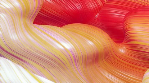 Beautiful abstract background of waves on surface, red yellow color gradients Video stock 123772766