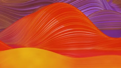 Beautiful abstract background of waves on surface, red yellow color gradients Video stock 143063977