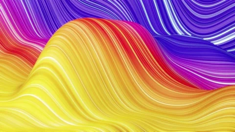 Beautiful abstract background of waves on surface, color gradients, extruded Stock Footage 143064266