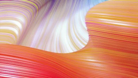 Beautiful abstract background of waves on surface, color gradients, extruded イラスト素材