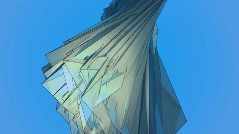 Beautiful Abstract Blue Polygonal Surface Moving In 3d Animation. Bright Tria Stock Footage 82453302