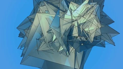 Beautiful Abstract Blue Polygonal Surface Moving In 3d Animation. Bright Tria Stock Footage 82455546