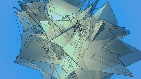 Beautiful Abstract Blue Polygonal Surface Moving In 3d Animation. Bright Tria Stock-Footage 82466253