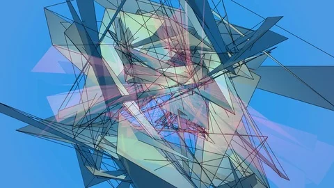Beautiful Abstract Blue Polygonal Surface Moving In 3d Animation. Bright Tria 스톡 동영상 82468142