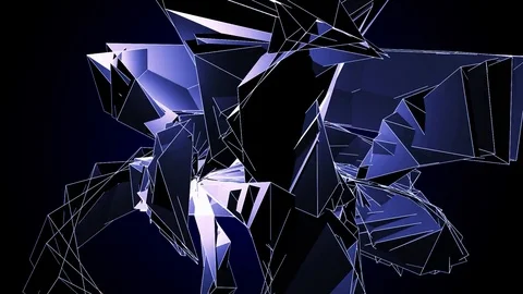 Beautiful Abstract Blue Polygonal Surface Moving In 3d Animation. Dark Triang Vídeo Stock 82488618