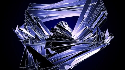 Beautiful Abstract Blue Polygonal Surface Moving In 3d Animation. Dark Triang Stock Footage 82535554