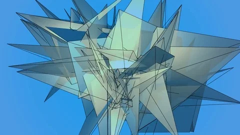 Beautiful Abstract Blue Polygonal Surface Moving In 3d Animation. Bright Tria Stock Footage 82552765