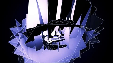 Beautiful Abstract Blue Polygonal Surface Moving In 3d Animation. Dark Triang Видео 82555358