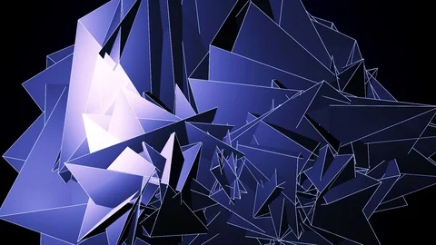 Beautiful Abstract Blue Polygonal Surface Moving In 3d Animation. Dark Triang Video stock 82565724