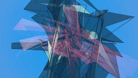Beautiful Abstract Blue Polygonal Surface Moving In 3d Animation. Bright Tria Video stock 82589435