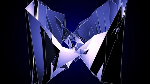 Beautiful Abstract Blue Polygonal Surface Moving In 3d Animation. Dark Triang Stock-Footage 82690689