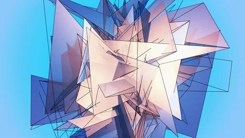 Beautiful Abstract Blue Polygonal Surface Moving In 3d Animation. Bright Tria Video stock 82767396
