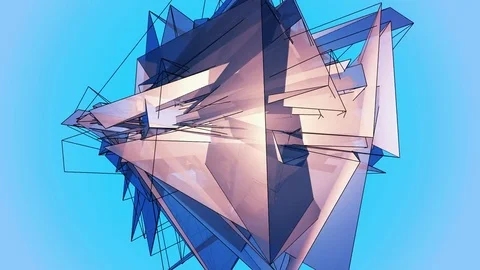 Beautiful Abstract Blue Polygonal Surface Moving In 3d Animation. Bright Tria Video stock 82771820