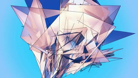 Beautiful Abstract Blue Polygonal Surface Moving In 3d Animation. Bright Tria Video stock 82772900