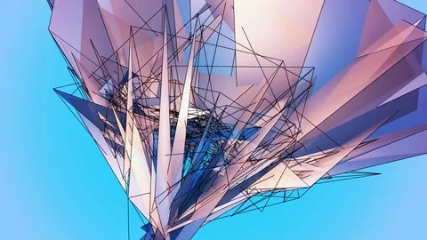 Beautiful Abstract Blue Polygonal Surface Moving In 3d Animation. Bright Tria Video stock 82774375