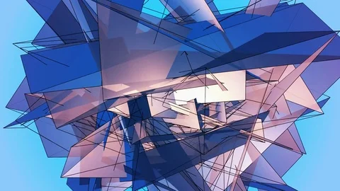 Beautiful Abstract Blue Polygonal Surface Moving In 3d Animation. Bright Tria Stock-Footage 82779505