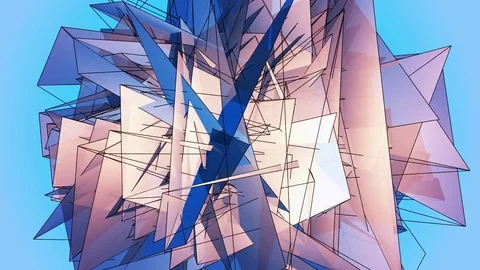 Beautiful Abstract Blue Polygonal Surface Moving In 3d Animation. Bright Tria Stock-Footage 82780714