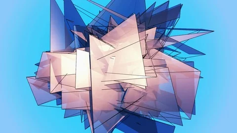 Beautiful Abstract Blue Polygonal Surface Moving In 3d Animation. Bright Tria Video stock 82797676