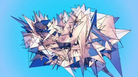 Beautiful Abstract Blue Polygonal Surface Moving In 3d Animation. Bright Tria Vídeos de archivo 82797942