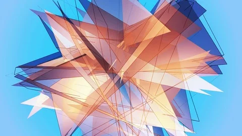 Beautiful Abstract Blue Polygonal Surface Moving In 3d Animation. Bright Tria Video stock 82799069