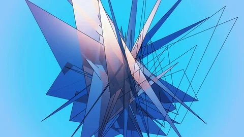 Beautiful Abstract Blue Polygonal Surface Moving In 3d Animation. Bright Tria Video stock 82799416