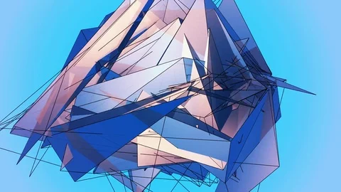 Beautiful Abstract Blue Polygonal Surface Moving In 3d Animation. Bright Tria Video stock 82799958