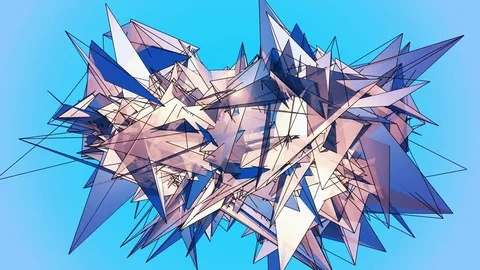 Beautiful Abstract Blue Polygonal Surface Moving In 3d Animation. Bright Tria 動画素材 82801531