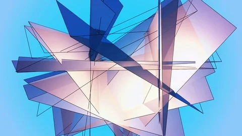 Beautiful Abstract Blue Polygonal Surface Moving In 3d Animation. Bright Tria 動画素材 82801958
