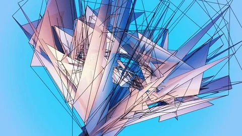 Beautiful Abstract Blue Polygonal Surface Moving In 3d Animation. Bright Tria 動画素材 82802078