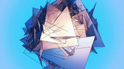 Beautiful Abstract Blue Polygonal Surface Moving In 3d Animation. Bright Tria 動画素材 82808171