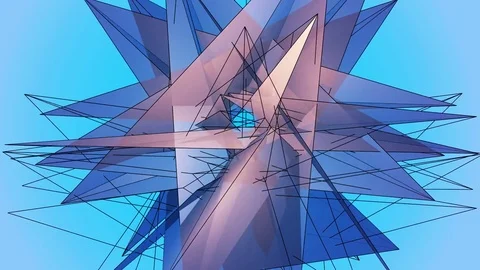 Beautiful Abstract Blue Polygonal Surface Moving In 3d Animation. Bright Tria 動画素材 82808187