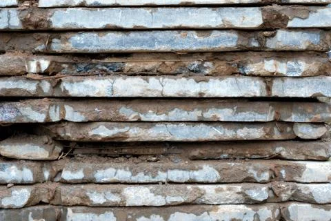 Beautiful abstract building background - stack of old concrete floor slabs panel 스톡 사진